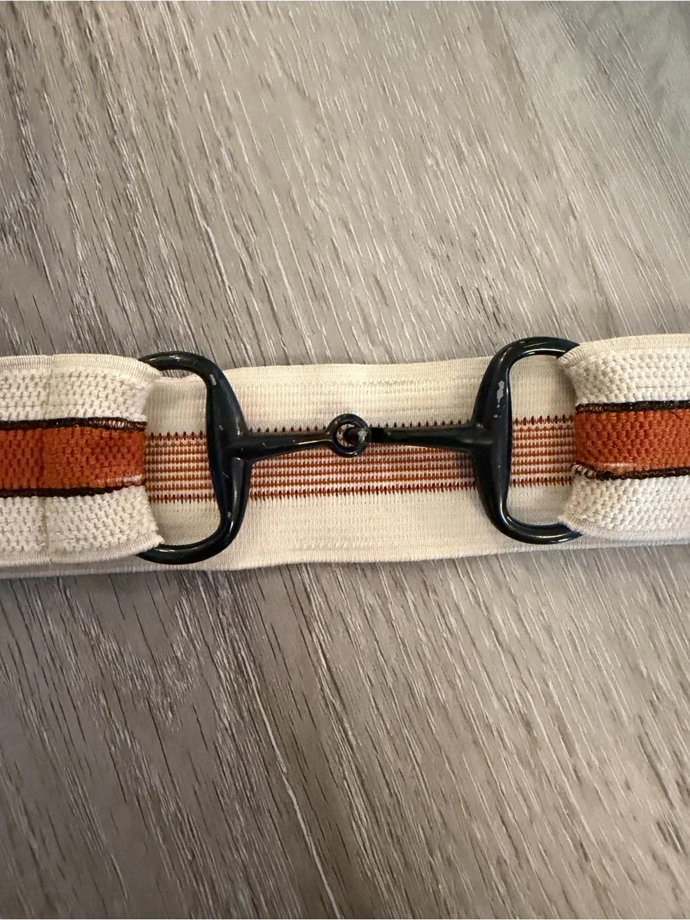 Ellany Equestrian Bit Stretch Belt - Cream, Rust & Black